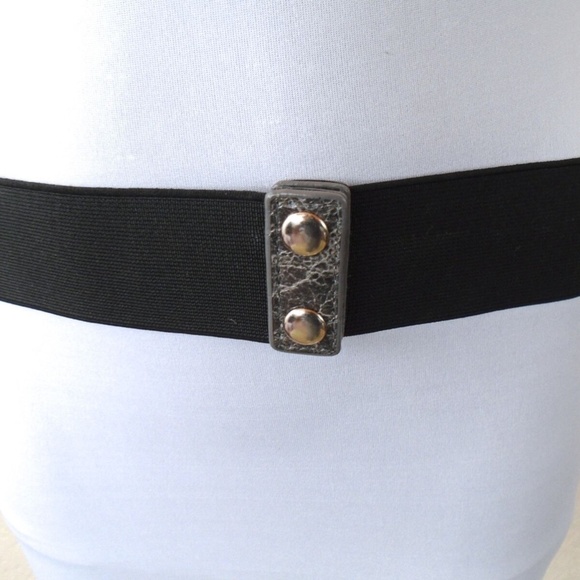 EXPRESS Black Gray M/L Silver Tone BoHo Rocker CHIC Waist Snap Belt